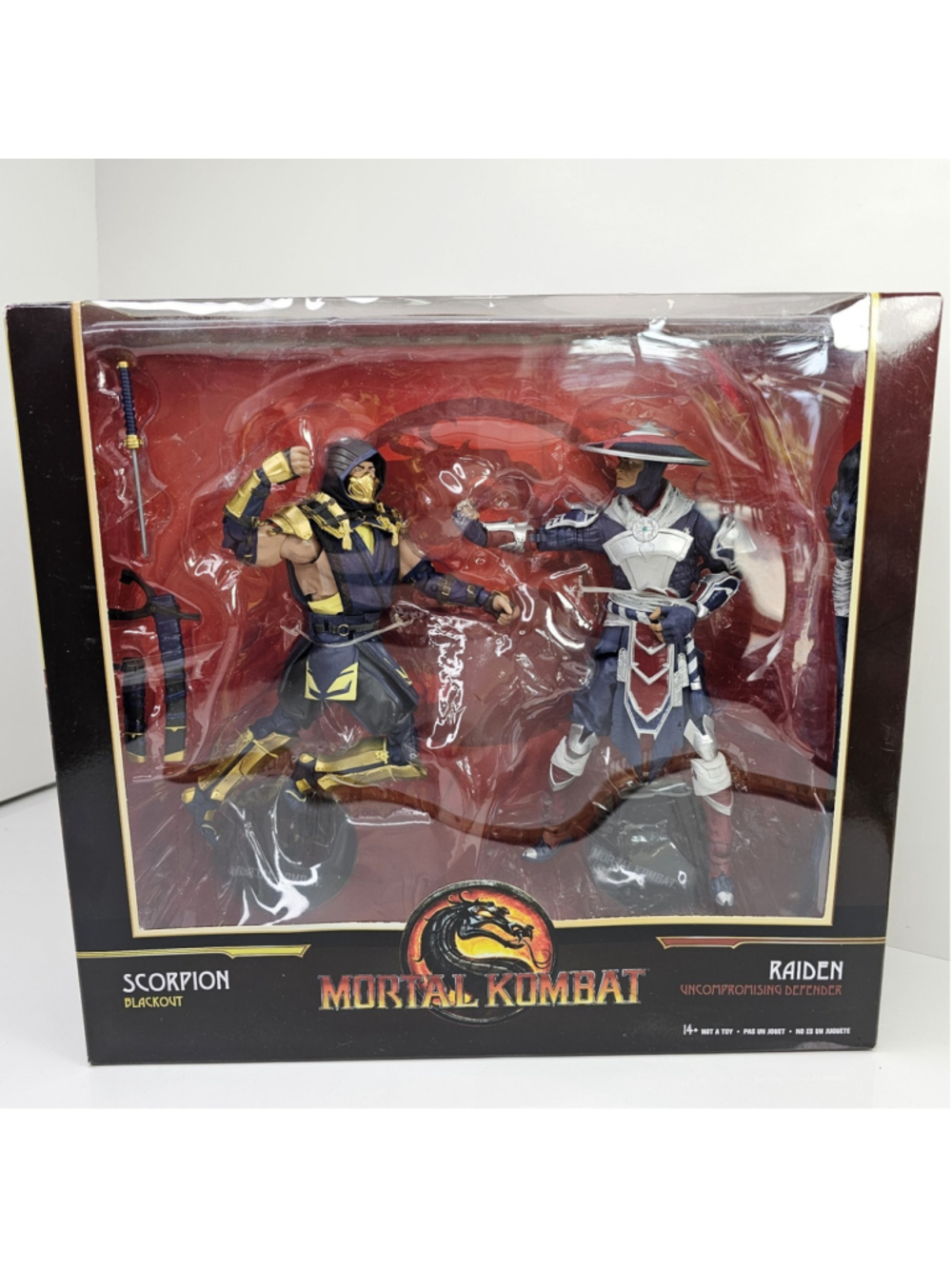 SEALED Mortal Kombat Scorpion Blackout & Raiden Defender Figures 2020 New, 14+